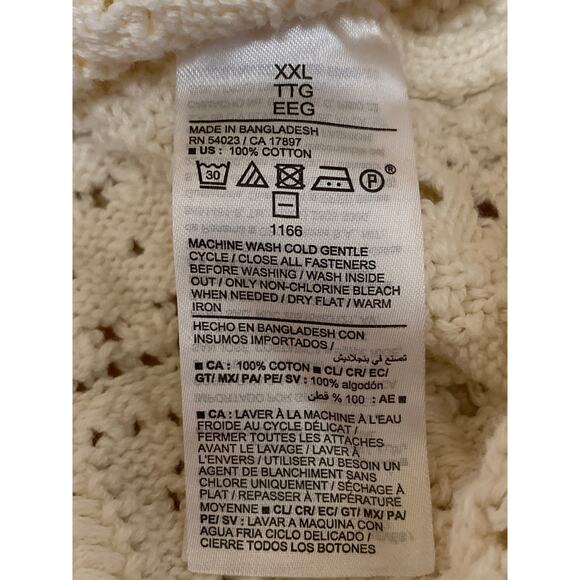 Old Navy Cream White Crochet Short Sleeve Button Polo Cardigan Sweater Top XXL - Picture 5 of 5